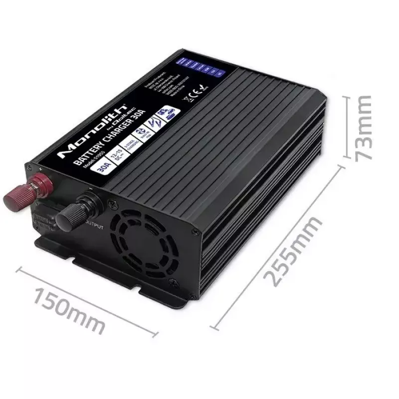 Carregador de baterias QOLTEC 51955 — 30A 12V para LiFePO4, AGM, GEL, SLA