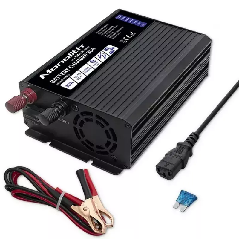 Carregador de baterias QOLTEC 51955 — 30A 12V para LiFePO4, AGM, GEL, SLA