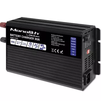 Carregador de baterias QOLTEC 51955 — 30A 12V para LiFePO4, AGM, GEL, SLA