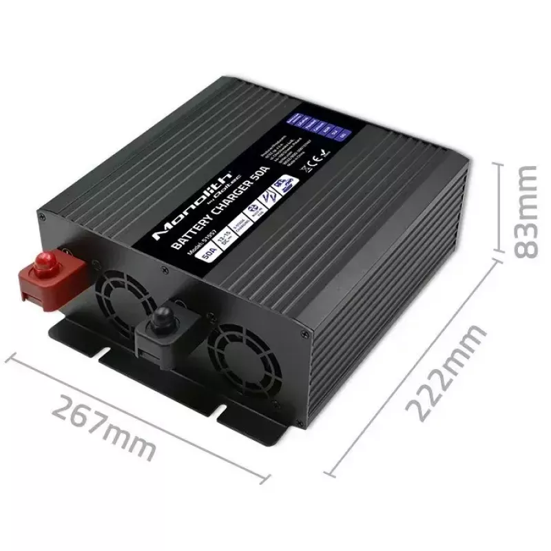 Carregador de baterias QOLTEC 51957 50A 12V para baterias LiFePO4, AGM, GEL, SLA