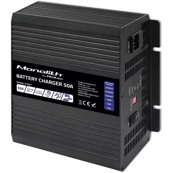 Carregador de baterias QOLTEC 51957 50A 12V para baterias LiFePO4, AGM, GEL, SLA