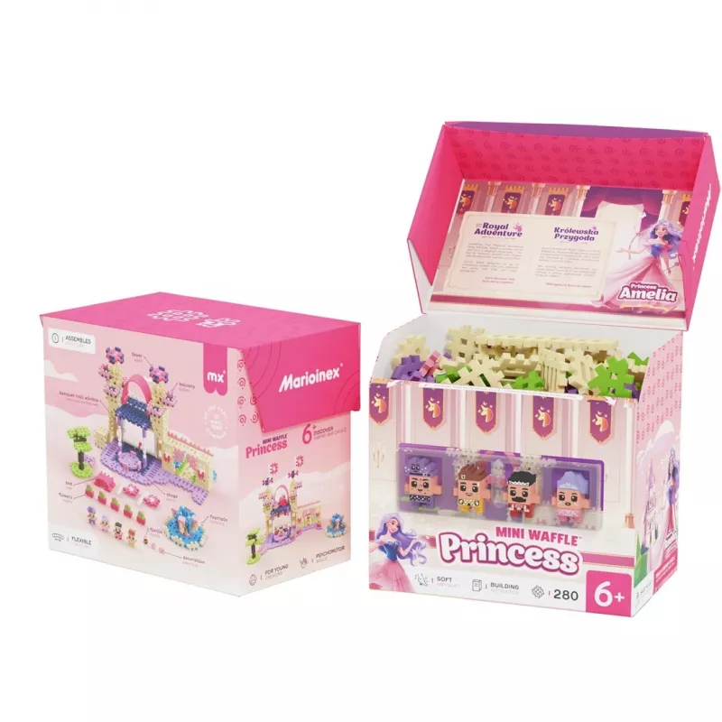 Conjunto de construção Marioinex Waffle Mini Blocks Princess — 280 peças, multicolor, caixa, idade 6+