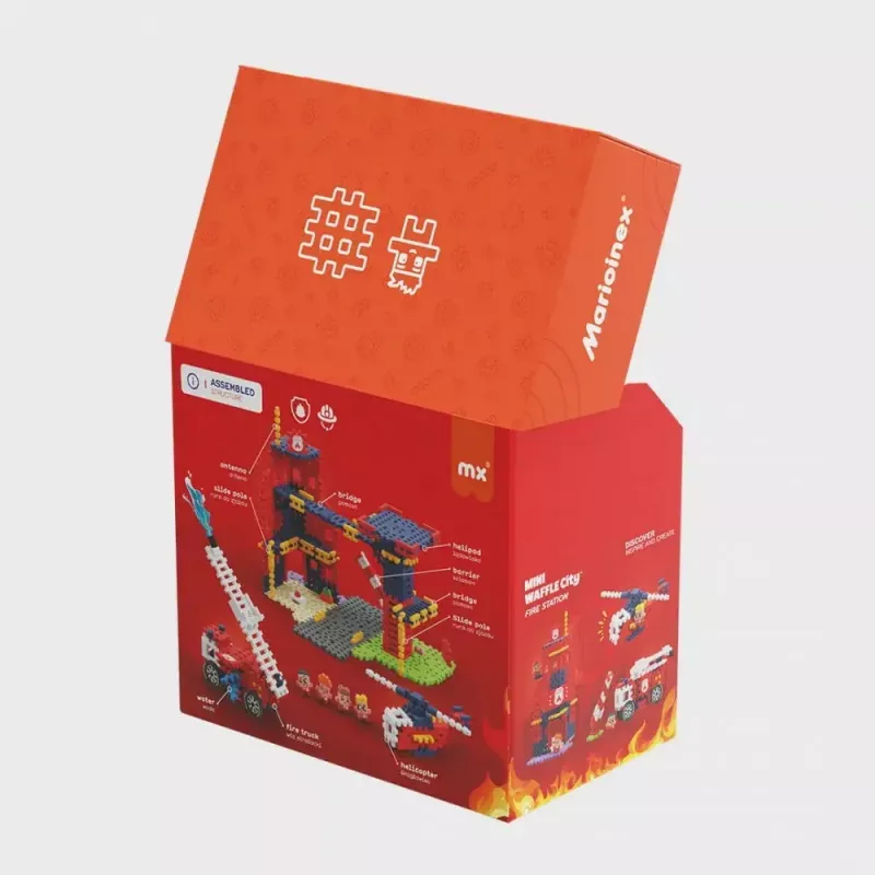 Conjunto de construção Marioinex Waffle Blocks posto de bombeiros 280 peças, modelo 906279
