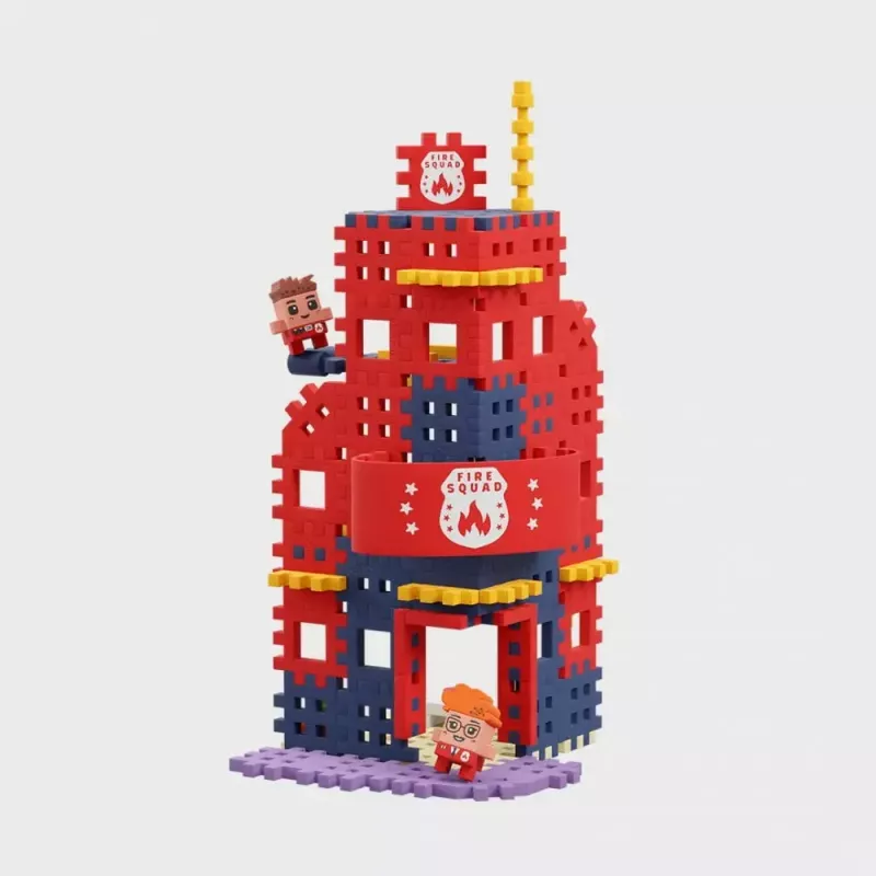 Conjunto de construção Marioinex Waffle Blocks posto de bombeiros 280 peças, modelo 906279