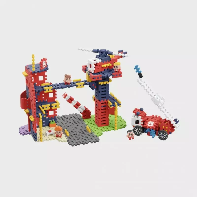 Conjunto de construção Marioinex Waffle Blocks posto de bombeiros 280 peças, modelo 906279