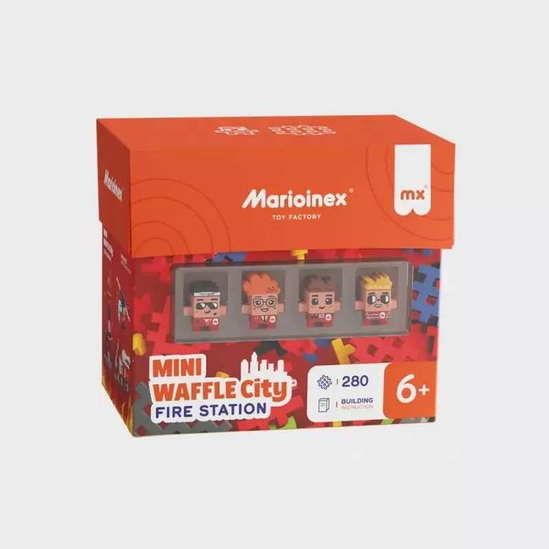 Conjunto de construção Marioinex Waffle Blocks posto de bombeiros 280 peças, modelo 906279