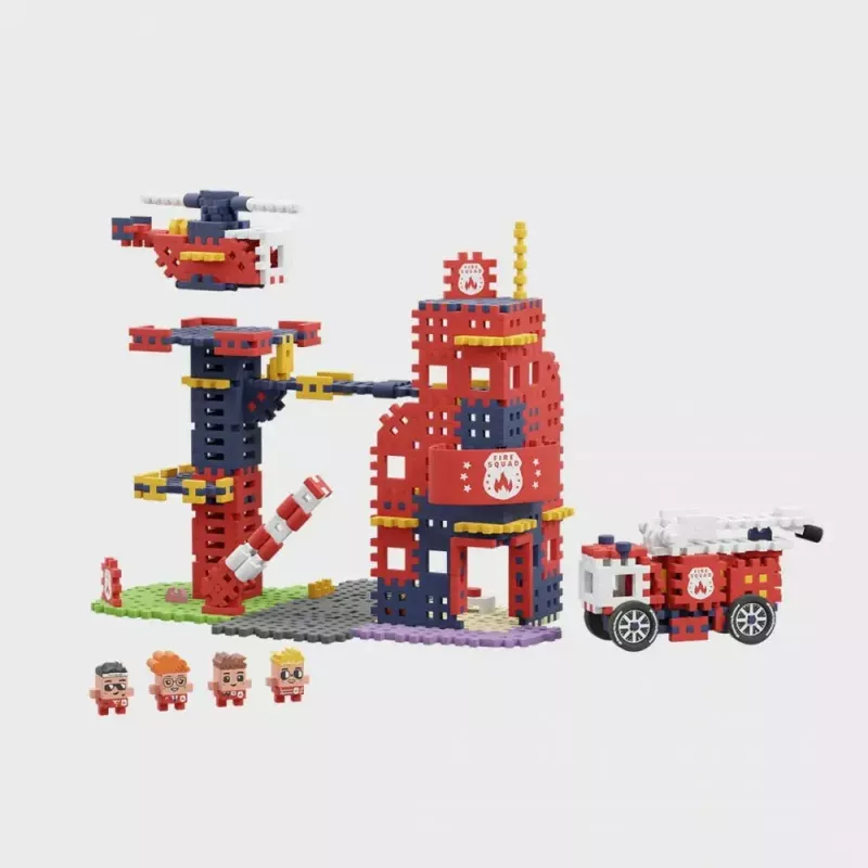 Conjunto de construção Marioinex Waffle Blocks posto de bombeiros 280 peças, modelo 906279