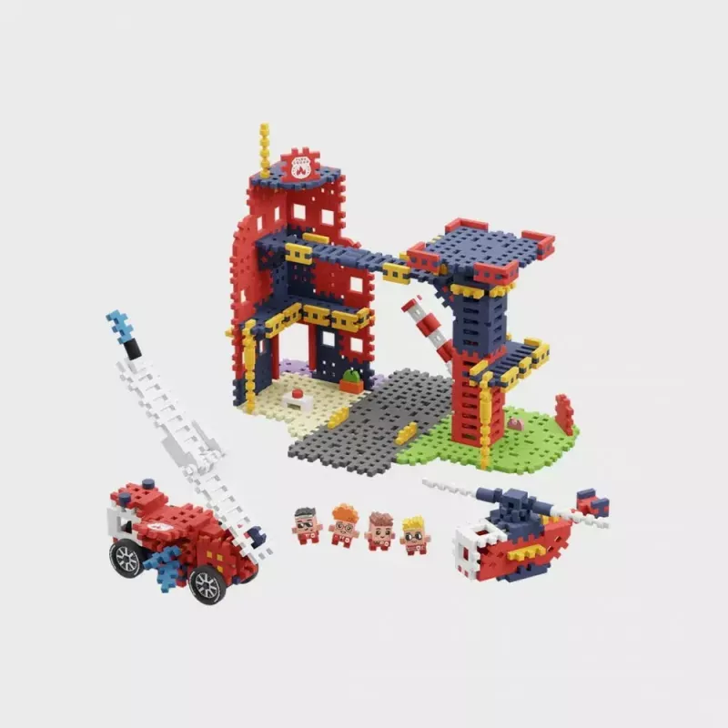 Conjunto de construção Marioinex Waffle Blocks posto de bombeiros 280 peças, modelo 906279