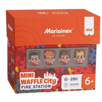 Conjunto de construção Marioinex Waffle Blocks posto de bombeiros 280 peças, modelo 906279
