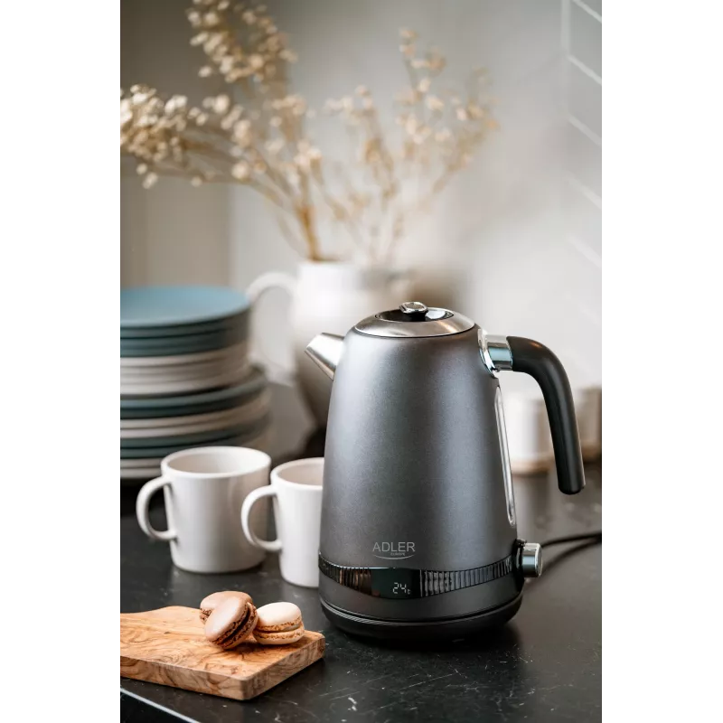 Adler chaleira | AD 1295g SS | elétrica | 2200 W | 1,7 L | aço inoxidável | base rotativa 360° | cinzento