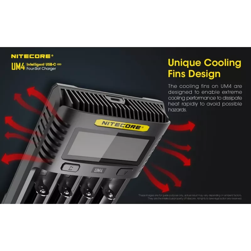 Nitecore UM4 carregador pilha doméstica DC fosfato de ferro-lítio iões de lítio níquel-cádmio
