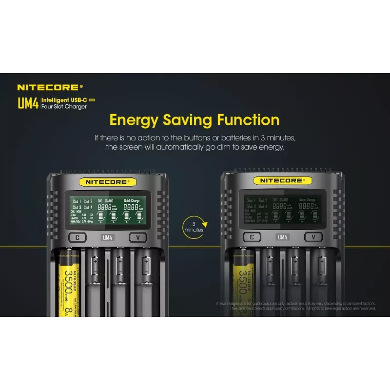 Nitecore UM4 carregador pilha doméstica DC fosfato de ferro-lítio iões de lítio níquel-cádmio