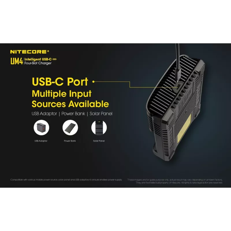 Nitecore UM4 carregador pilha doméstica DC fosfato de ferro-lítio iões de lítio níquel-cádmio
