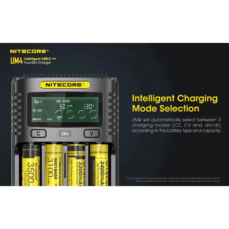 Nitecore UM4 carregador pilha doméstica DC fosfato de ferro-lítio iões de lítio níquel-cádmio