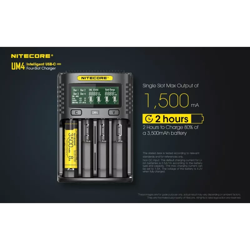Nitecore UM4 carregador pilha doméstica DC fosfato de ferro-lítio iões de lítio níquel-cádmio