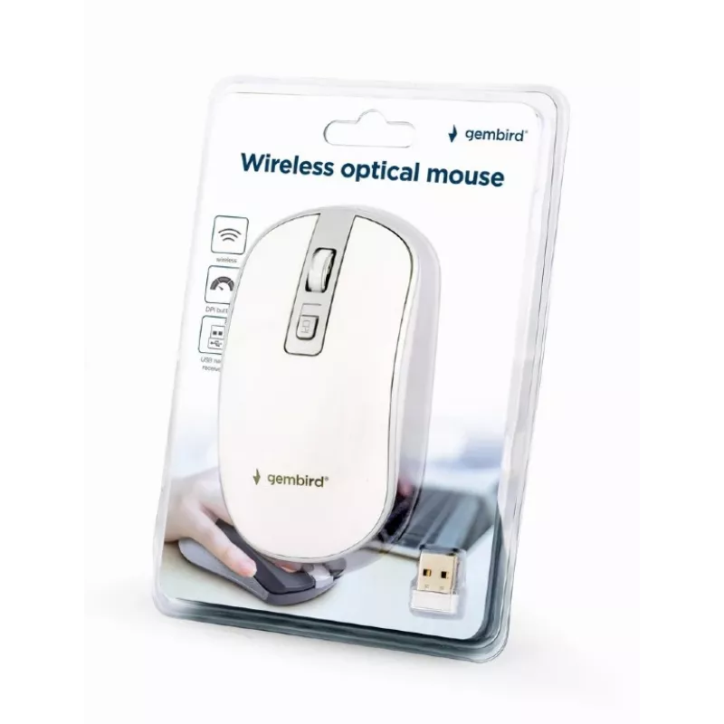 Rato USB ótico sem fios branco/prateado MUSW-4B-06-WS Gembird
