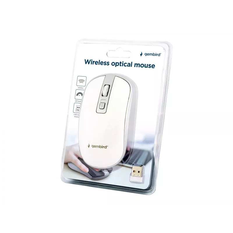 Rato USB ótico sem fios branco/prateado MUSW-4B-06-WS Gembird