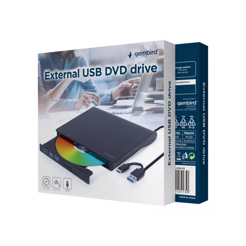 Unidade de DVD externa USB Gembird DVD-USB-03, preta