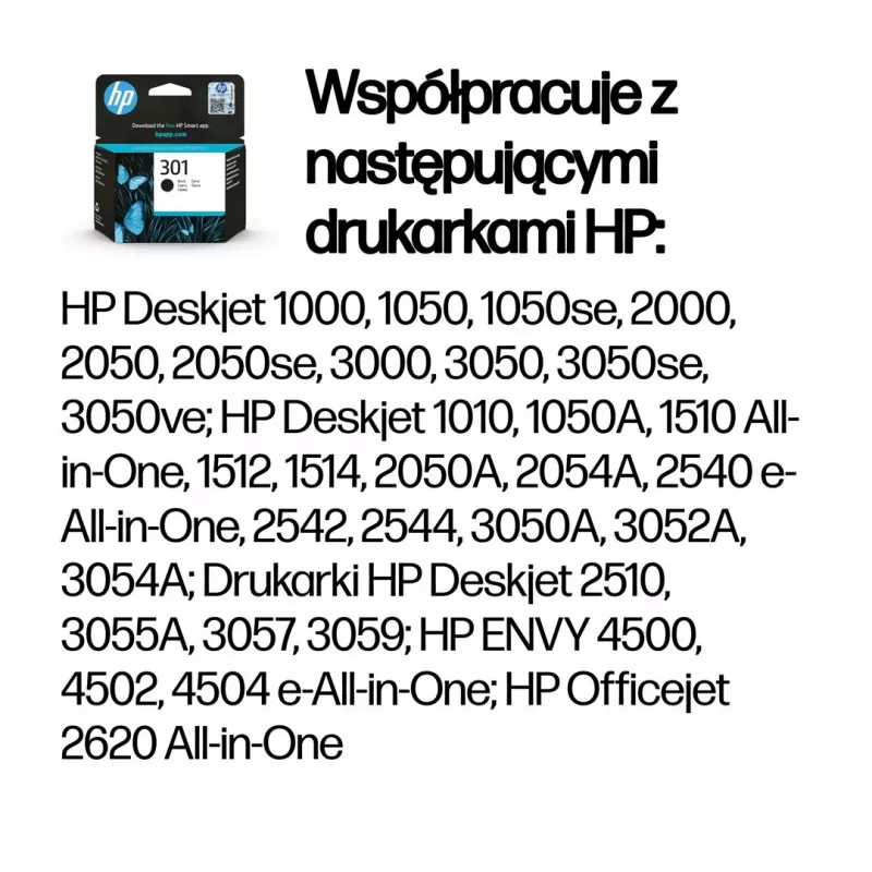 Cartucho de tinta original HP 301 preto