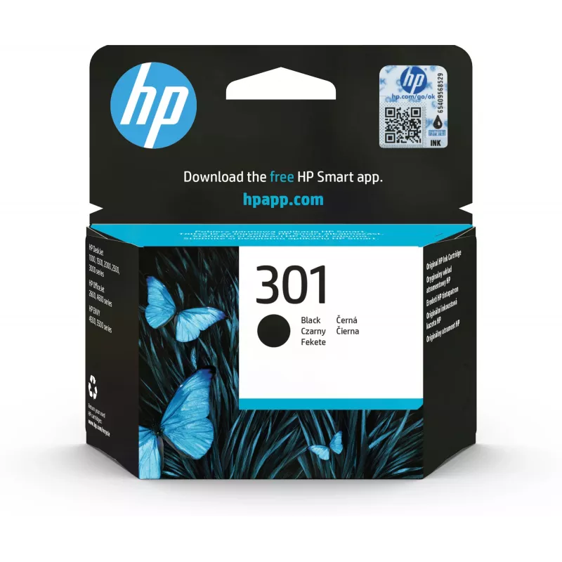 Cartucho de tinta original HP 301 preto capacidade standard 3 ml
