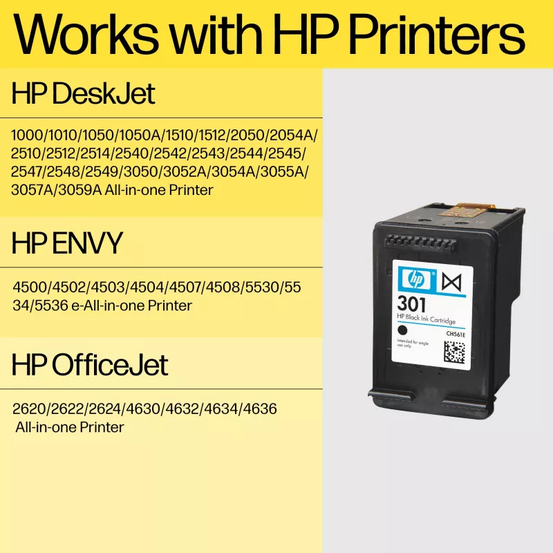 Cartucho de tinta original HP 301, tricolor