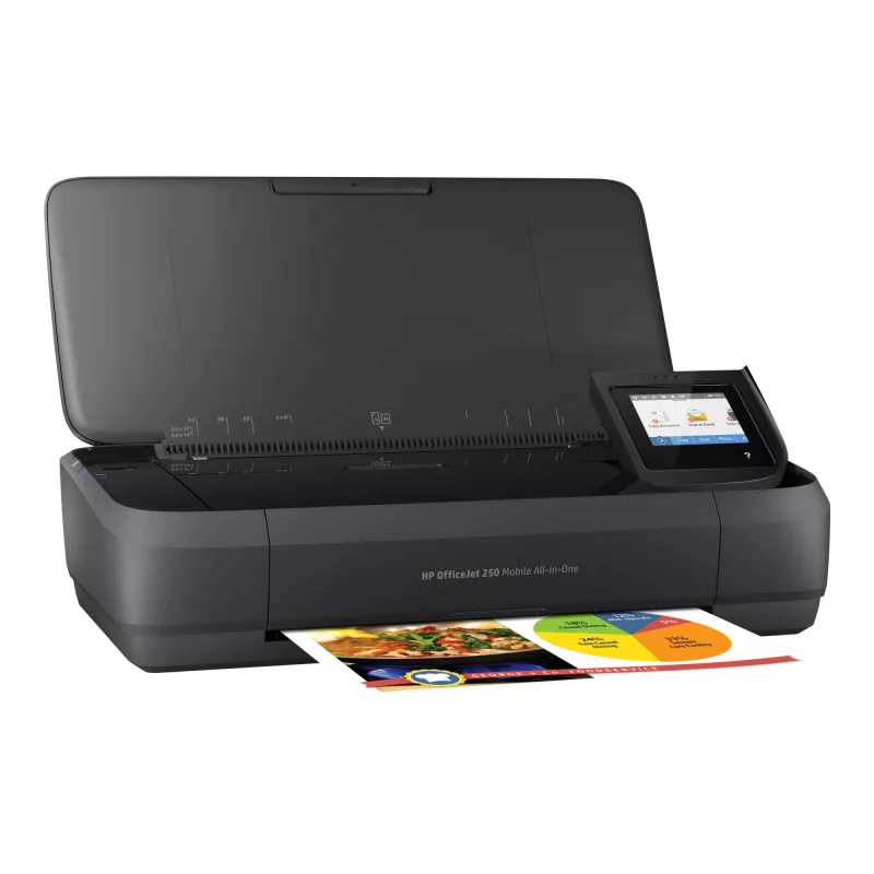 Impressora multifunções móvel HP Officejet 250 All-in-One jato de tinta cor A4 8 páginas/min. copiar 10 páginas/min. imprimir 50 folhas USB Wi-Fi