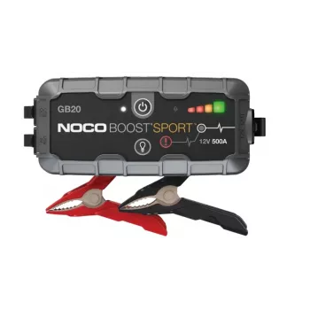 Aparelho de arranque NOCO GB20 500A iões de lítio, 24Wh, IP65, 1x USB 5V/2.1A, lanterna integrada, para motores a gasolina até 4L