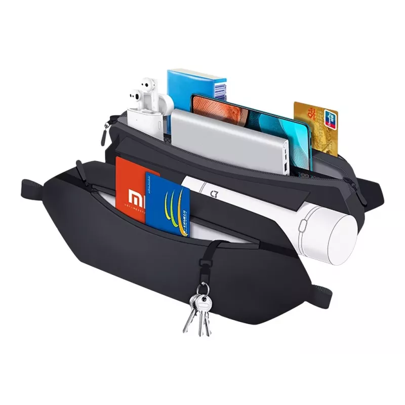Bolsa de cintura Xiaomi Sports Fanny Pack tecido pele sintética preto 2,25L unissexo