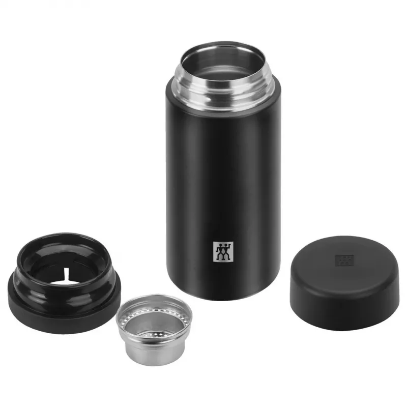 Garrafa térmica ZWILLING THERMO 0,42 L, aço inoxidável, preto, 7 h quente / 10 h frio