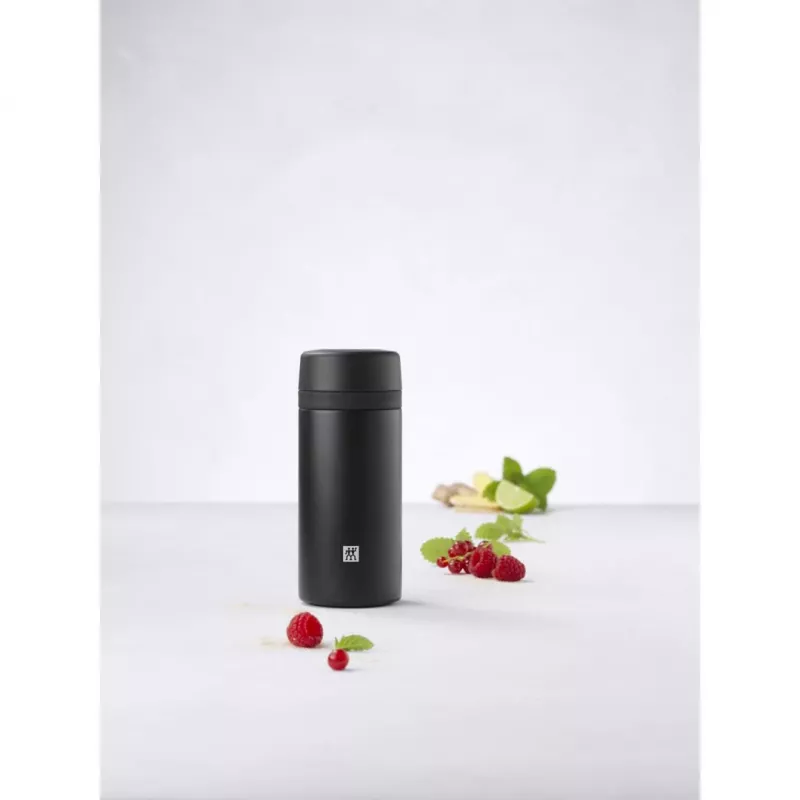 Garrafa térmica ZWILLING THERMO 0,42 L, aço inoxidável, preto, 7 h quente / 10 h frio
