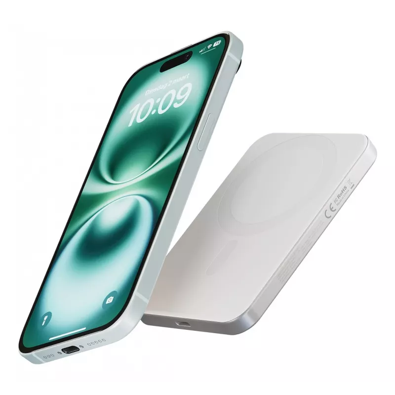ZENS Pro 1 fino 5000 mAh carregamento sem fios branco