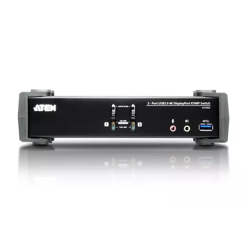 ATEN 2-Port USB 3.1 Gen 1 4K DisplayPort 1.2 KVMP™ Switch com áudio (cabo KVM incluído)