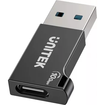 Adaptador Unitek USB-C para USB-A A1049ABK01 — preto, adaptador compacto USB-C (fêmea) para USB-A (macho)
