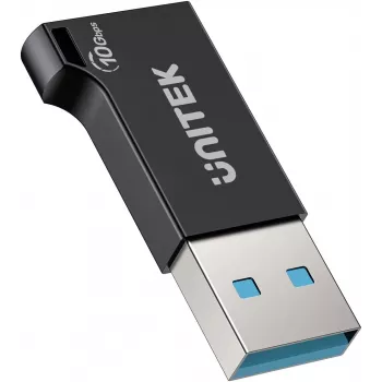 Adaptador Unitek USB-C para USB-A A1049ABK01 — preto, adaptador compacto USB-C (fêmea) para USB-A (macho)