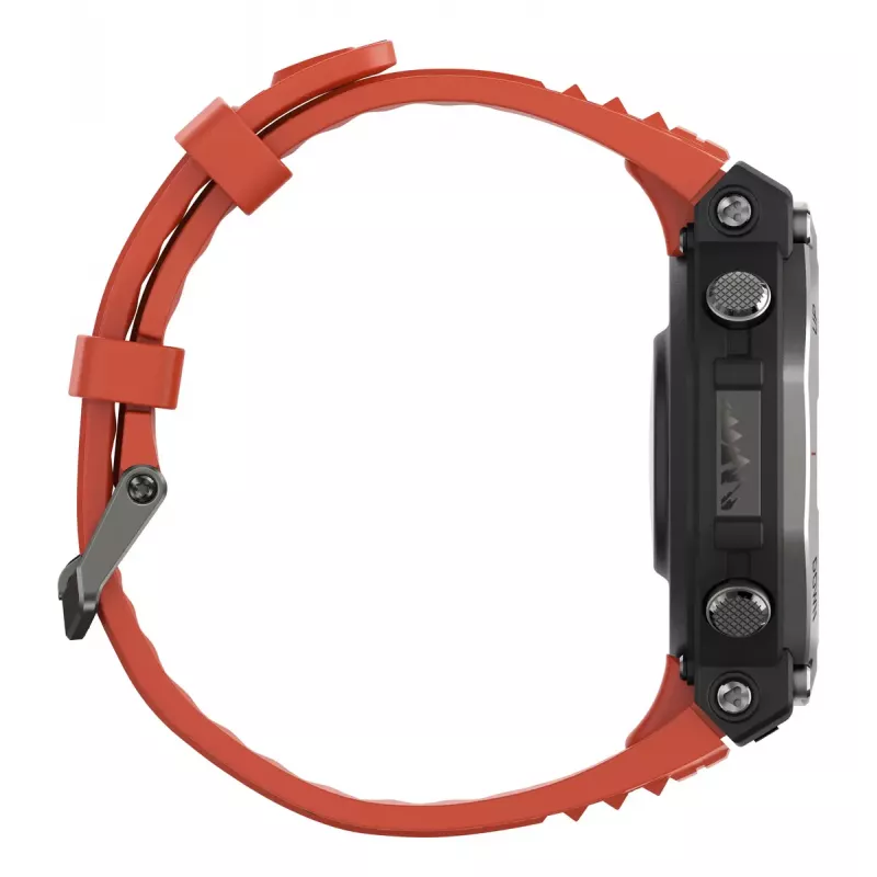Smartwatch Amazfit T-Rex 3 Lava — AMOLED de 1,5 polegadas, 480×480, GPS, 700 mAh, 32 GB, caixa em aço inoxidável, bracelete de silicone