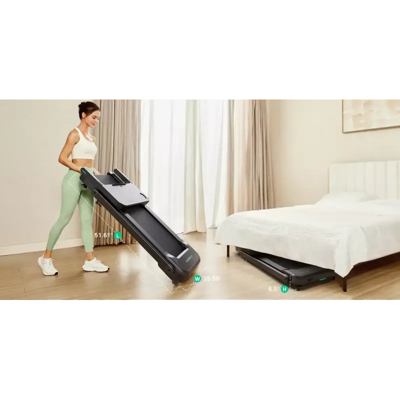 Urevo passadeira com secretária de trabalho e exercício integrada Foldi 3S peso máximo do utilizador 120 kg velocidade mínima 1 km/h velocidade máxima 12 km/h