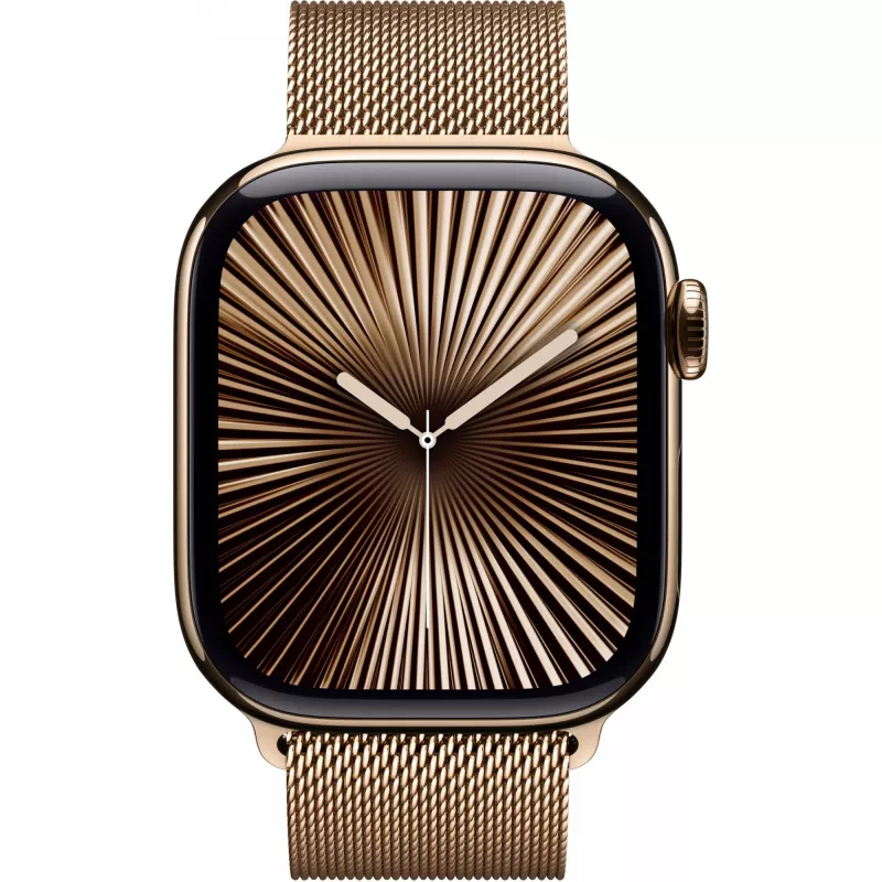 APPLE Watch Series 10 GPS + Cellular 42mm caixa em titânio dourado com bracelete Milanese Loop dourada