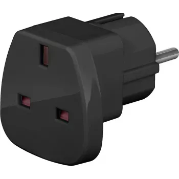 Adaptador de viagem Wentronic Goobay, preto - ficha UK > Type F (Type F, CEE 7/7) (94271)