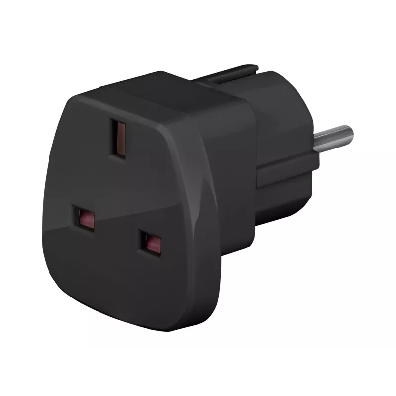 Adaptador de viagem Wentronic Goobay, preto - ficha UK > tipo F (tipo F, CEE 7/7) (94271)