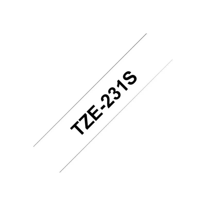 Brother TZe231S - fita laminada - preto sobre branco - rolo (1,2 cm x 4 m) 1 rolo(s) - para P-Touch PT-1010, 1080, 1090, 1230, 1280, 1290, 2100, 243