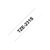 Brother TZe231S - fita laminada - preto sobre branco - rolo (1,2 cm x 4 m) 1 rolo(s) - para P-Touch PT-1010, 1080, 1090, 1230, 1280, 1290, 2100, 243