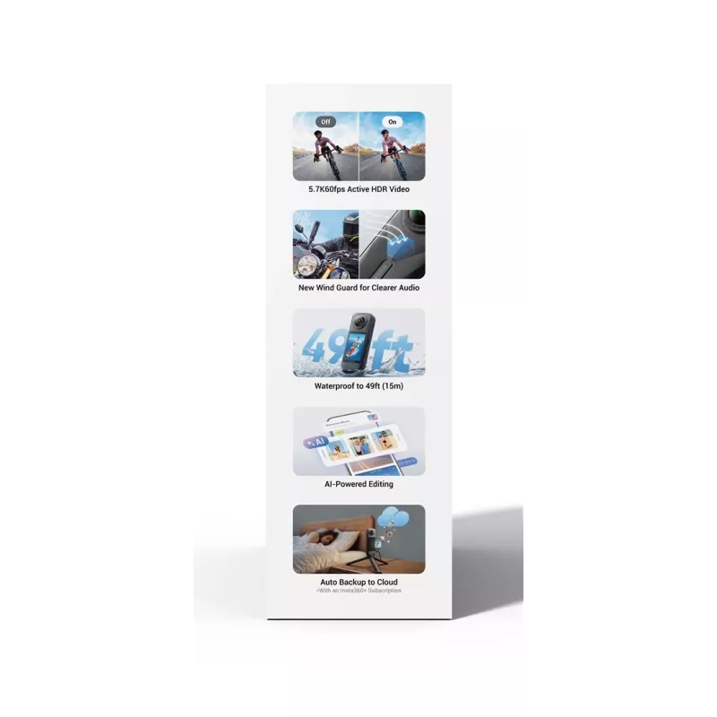 Insta360 X5 Bundle câmara de ação desportiva 72 MP 8K Ultra HD 360°