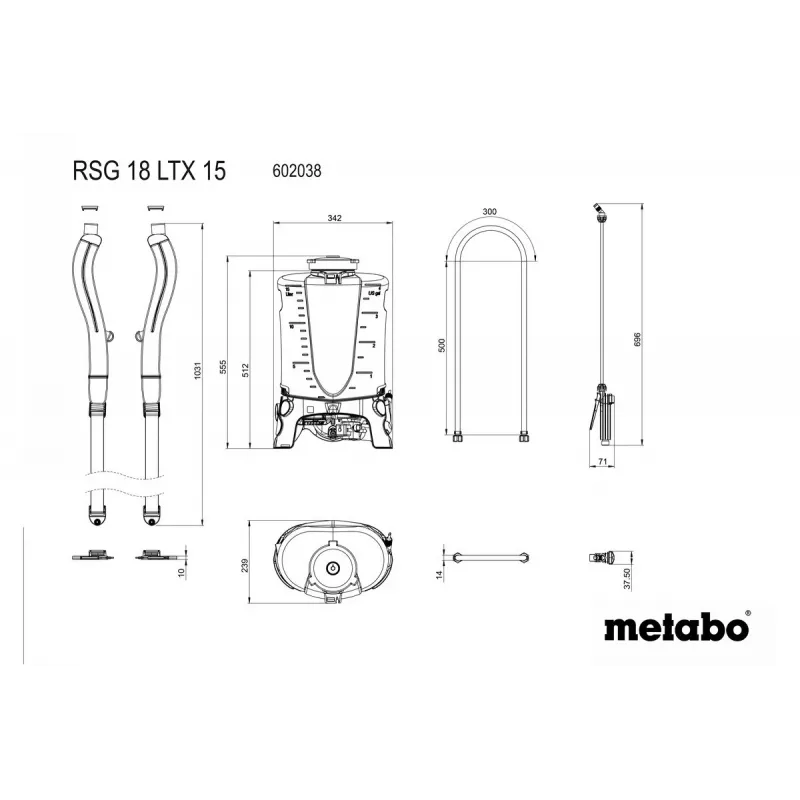 Pulverizador de jardim de costas Metabo RSG 18 LTX 15