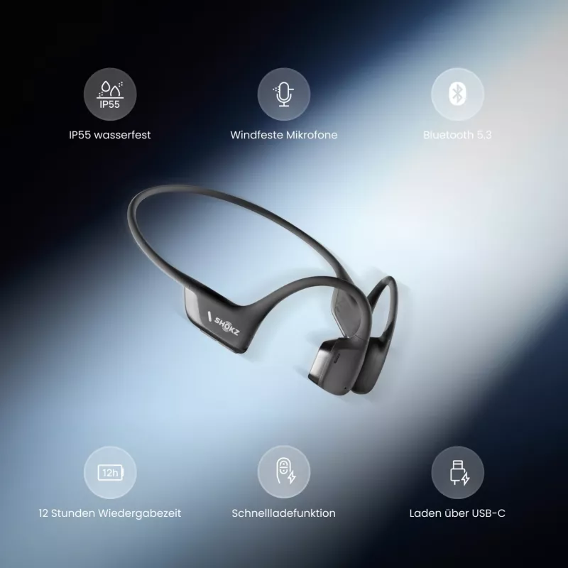 Auscultador SHOKZ OpenRun Pro 2 Mini sem fios com arco auricular desportivo Bluetooth preto
