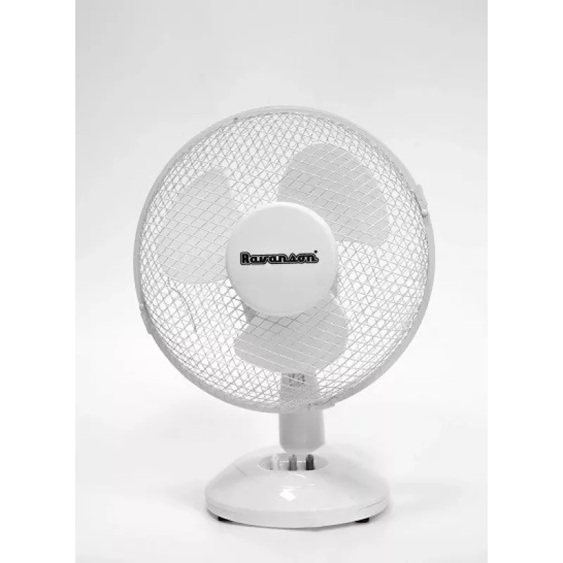 Ventilador de mesa doméstico Ravanson WT-1023 — pá de 27 cm, 3 pás, 2 velocidades, 23 W, branco