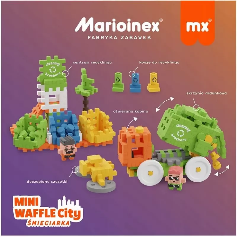 Marioinex Mini Waffle City camião do lixo, blocos de construção, 148 peças (903131)