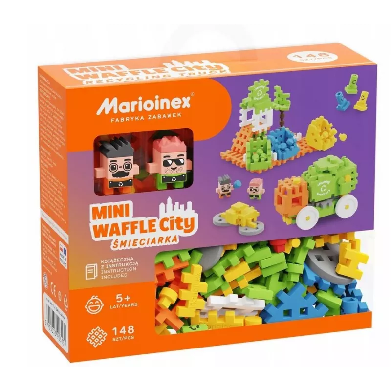 Marioinex Mini Waffle City camião do lixo, blocos de construção, 148 peças (903131)