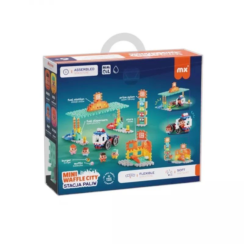 Conjunto de blocos Marioinex Mini Waffle Blocks posto de combustível, 148 peças, multicolor, a partir dos 6 anos