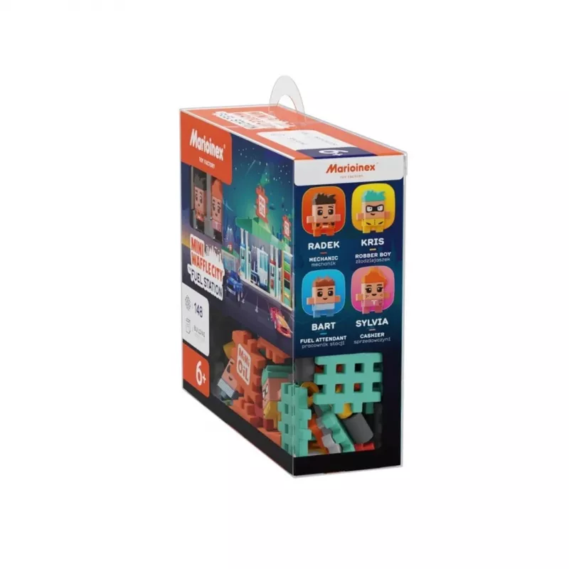 Conjunto de blocos Marioinex Mini Waffle Blocks posto de combustível, 148 peças, multicolor, a partir dos 6 anos