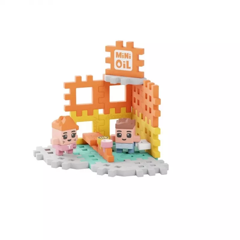 Conjunto de blocos Marioinex Mini Waffle Blocks posto de combustível, 148 peças, multicolor, a partir dos 6 anos